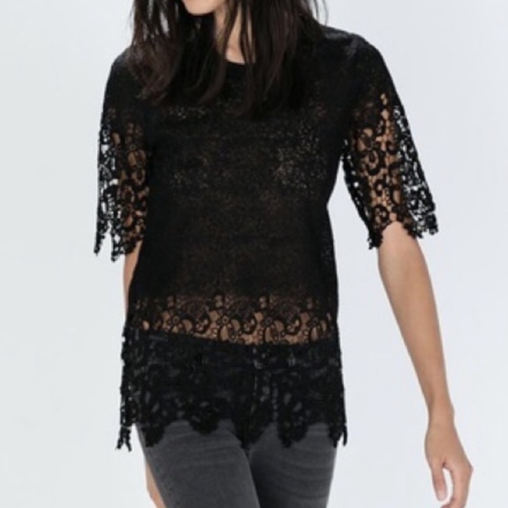 Zara black lace top